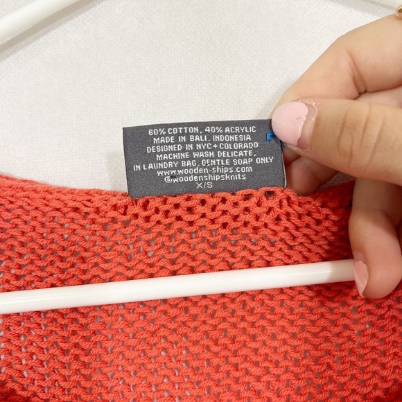 Wooden Ships Dunescape Orange Knit Top Short Sleeve Western Boho - Size XS - Picture 4 of 6